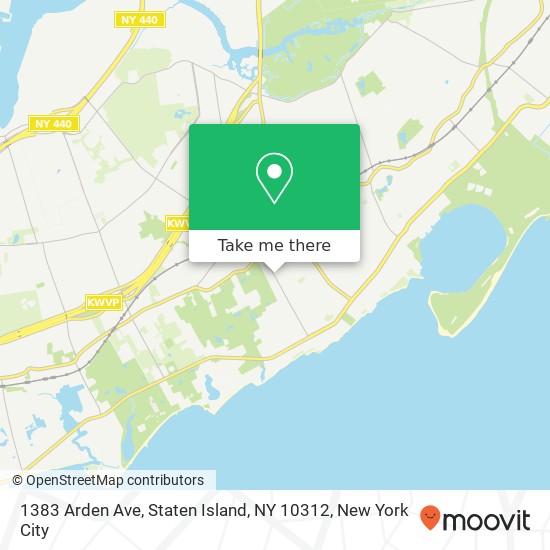 Mapa de 1383 Arden Ave, Staten Island, NY 10312