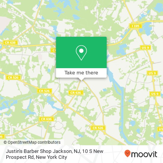 Justin's Barber Shop Jackson, NJ, 10 S New Prospect Rd map