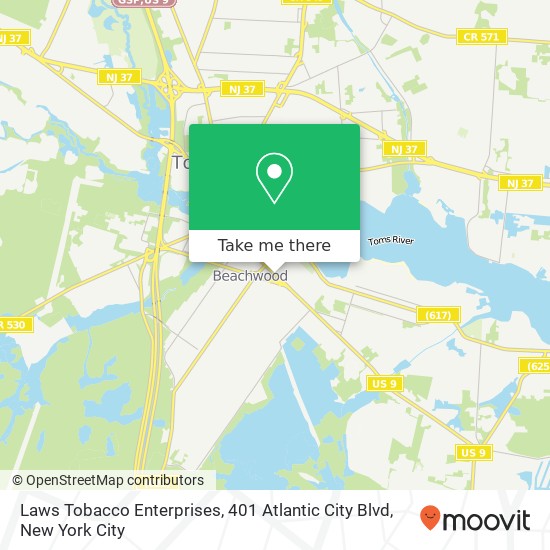 Laws Tobacco Enterprises, 401 Atlantic City Blvd map