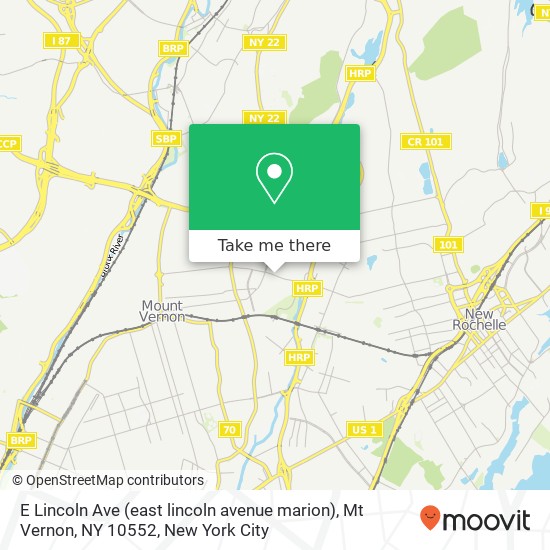 Mapa de E Lincoln Ave (east lincoln avenue marion), Mt Vernon, NY 10552