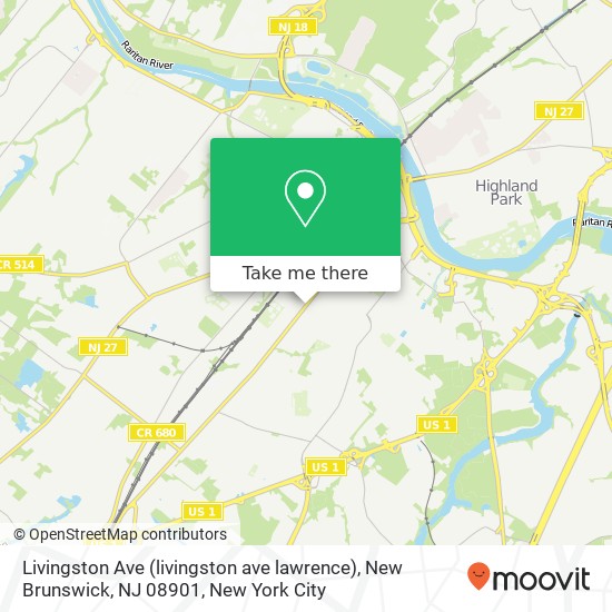 Livingston Ave (livingston ave lawrence), New Brunswick, NJ 08901 map