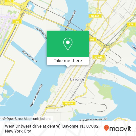 Mapa de West Dr (west drive at centre), Bayonne, NJ 07002