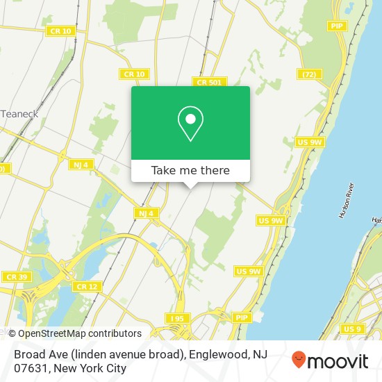 Mapa de Broad Ave (linden avenue broad), Englewood, NJ 07631