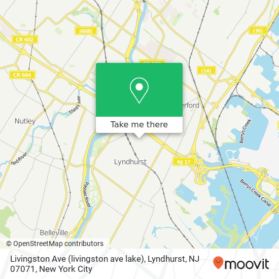 Mapa de Livingston Ave (livingston ave lake), Lyndhurst, NJ 07071