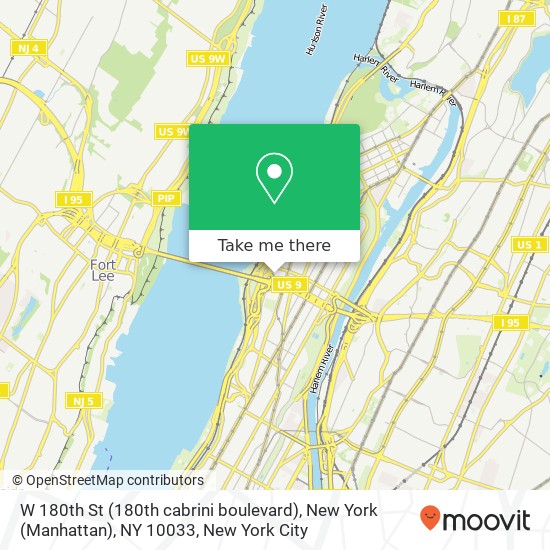 W 180th St (180th cabrini boulevard), New York (Manhattan), NY 10033 map