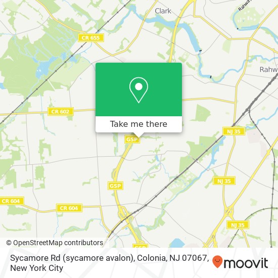 Mapa de Sycamore Rd (sycamore avalon), Colonia, NJ 07067