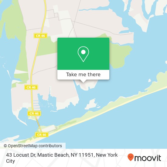 Mapa de 43 Locust Dr, Mastic Beach, NY 11951