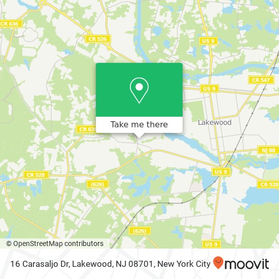 Mapa de 16 Carasaljo Dr, Lakewood, NJ 08701