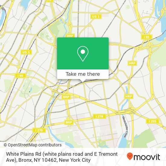 Mapa de White Plains Rd (white plains road and E Tremont Ave), Bronx, NY 10462