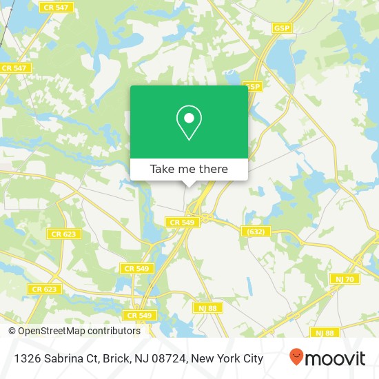 Mapa de 1326 Sabrina Ct, Brick, NJ 08724