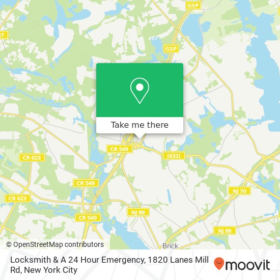 Mapa de Locksmith & A 24 Hour Emergency, 1820 Lanes Mill Rd