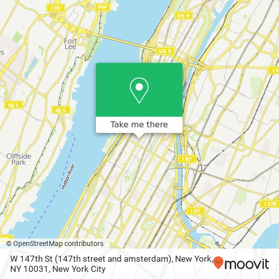 Mapa de W 147th St (147th street and amsterdam), New York, NY 10031