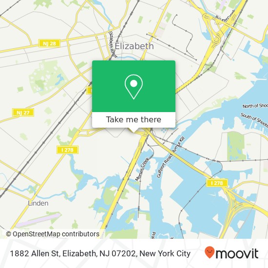 Mapa de 1882 Allen St, Elizabeth, NJ 07202