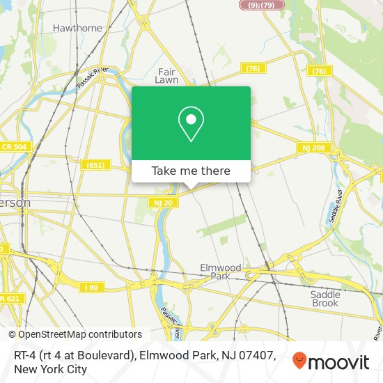 Mapa de RT-4 (rt 4 at Boulevard), Elmwood Park, NJ 07407