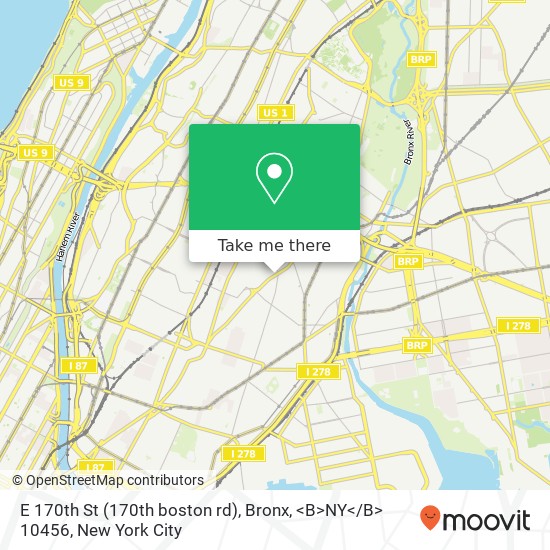 Mapa de E 170th St (170th boston rd), Bronx, <B>NY< / B> 10456