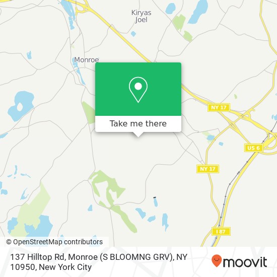 Mapa de 137 Hilltop Rd, Monroe (S BLOOMNG GRV), NY 10950