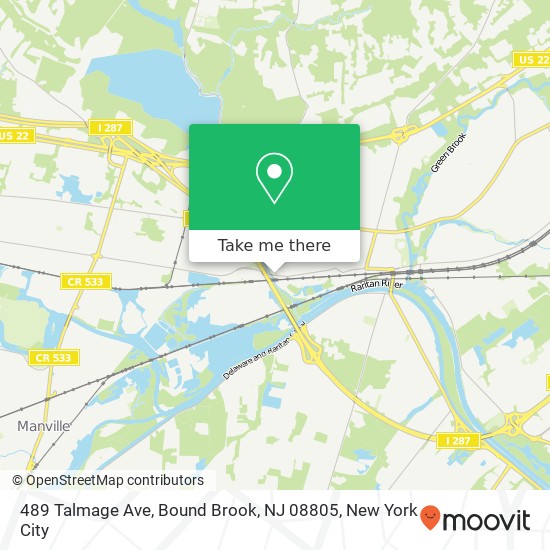 Mapa de 489 Talmage Ave, Bound Brook, NJ 08805