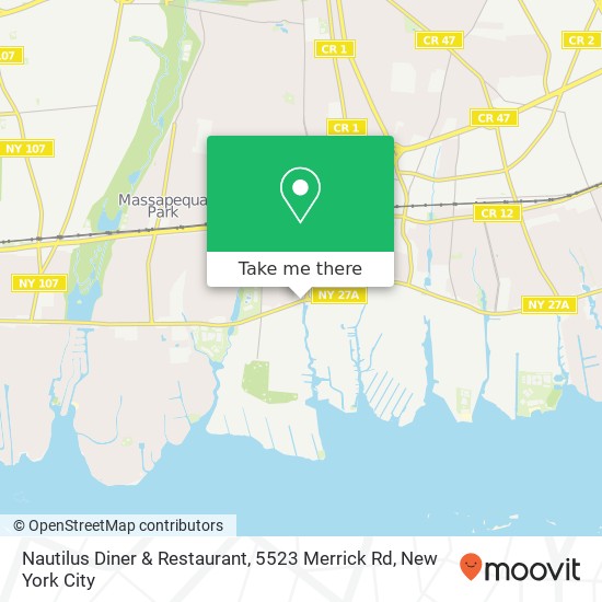 Mapa de Nautilus Diner & Restaurant, 5523 Merrick Rd