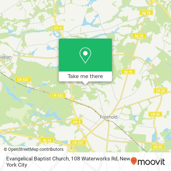 Mapa de Evangelical Baptist Church, 108 Waterworks Rd