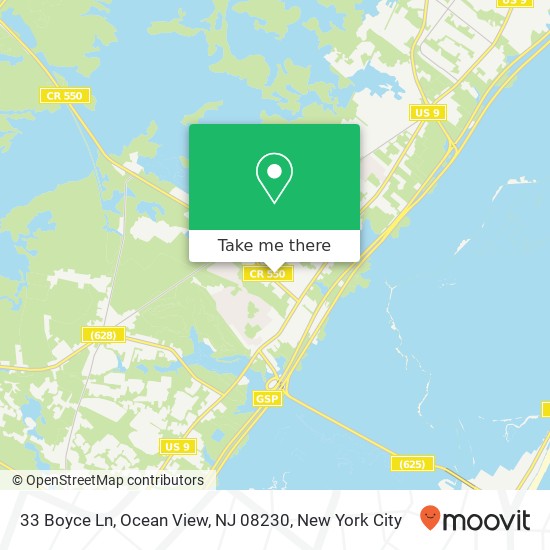 Mapa de 33 Boyce Ln, Ocean View, NJ 08230