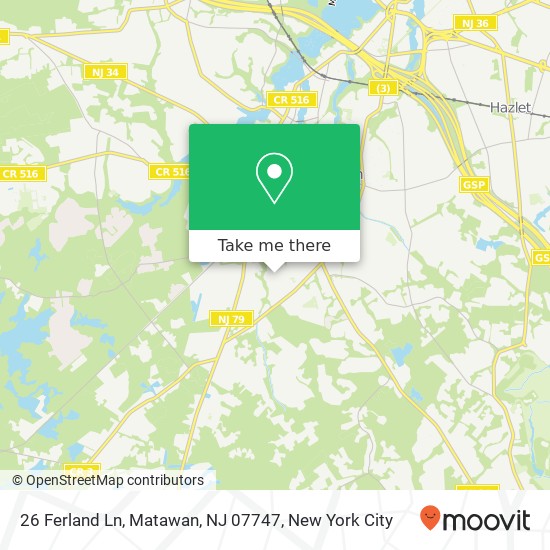 Mapa de 26 Ferland Ln, Matawan, NJ 07747