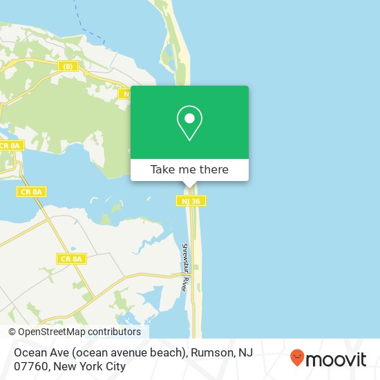 Mapa de Ocean Ave (ocean avenue beach), Rumson, NJ 07760