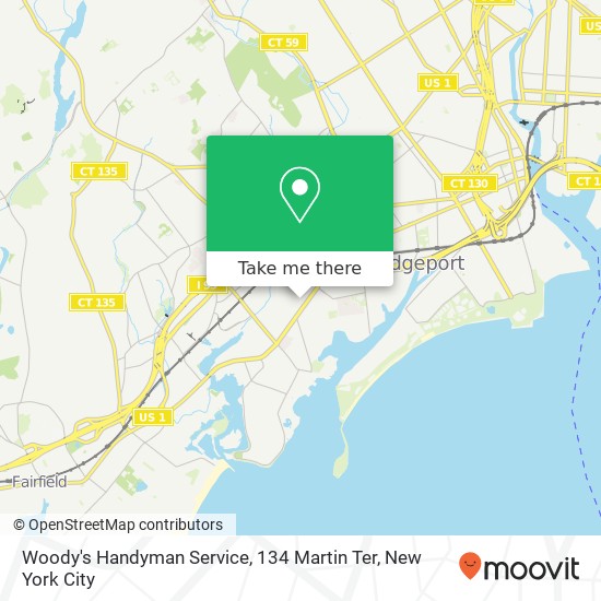 Mapa de Woody's Handyman Service, 134 Martin Ter