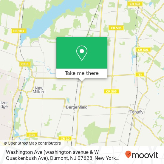 Washington Ave (washington avenue & W Quackenbush Ave), Dumont, NJ 07628 map