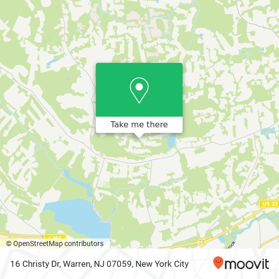 Mapa de 16 Christy Dr, Warren, NJ 07059