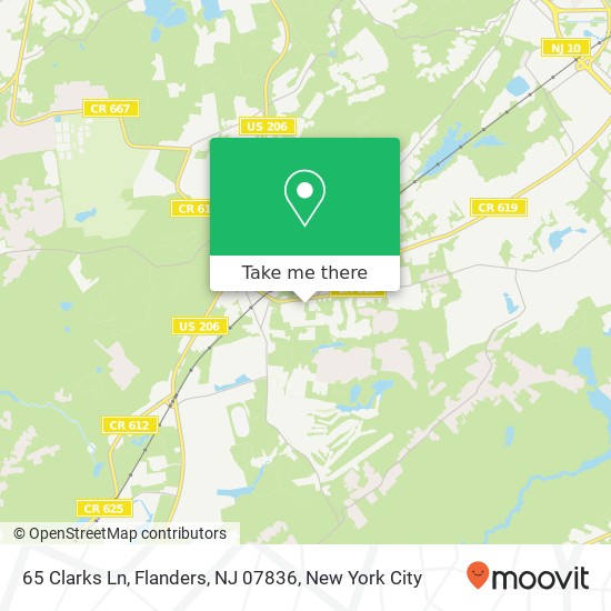 Mapa de 65 Clarks Ln, Flanders, NJ 07836