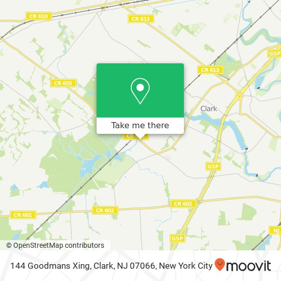 Mapa de 144 Goodmans Xing, Clark, NJ 07066