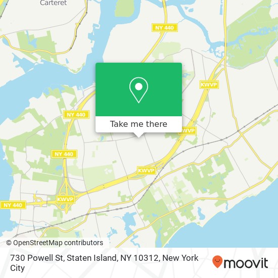 Mapa de 730 Powell St, Staten Island, NY 10312