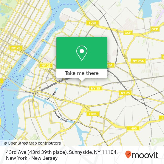 Mapa de 43rd Ave (43rd 39th place), Sunnyside, NY 11104