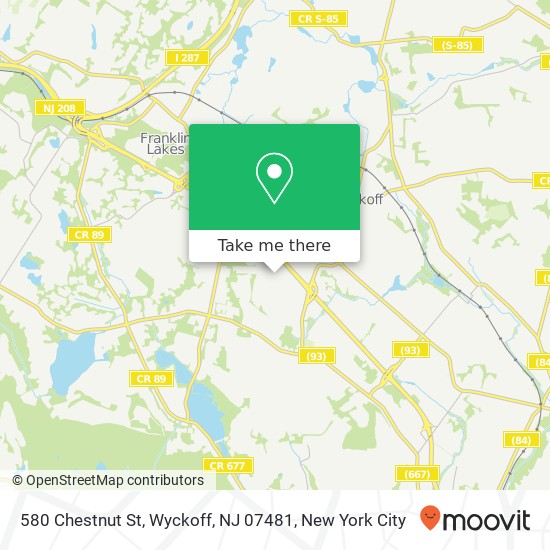 Mapa de 580 Chestnut St, Wyckoff, NJ 07481