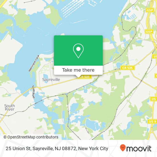 Mapa de 25 Union St, Sayreville, NJ 08872