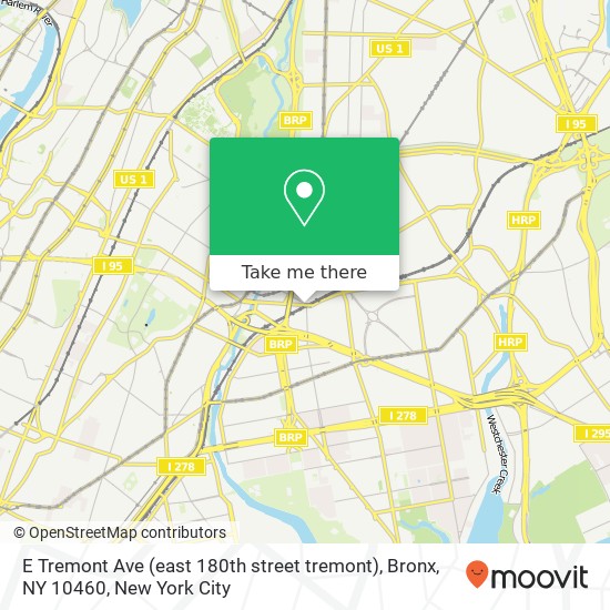 Mapa de E Tremont Ave (east 180th street tremont), Bronx, NY 10460