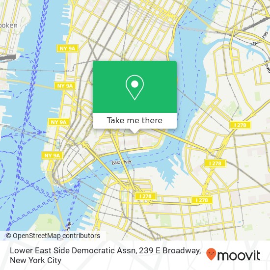 Mapa de Lower East Side Democratic Assn, 239 E Broadway