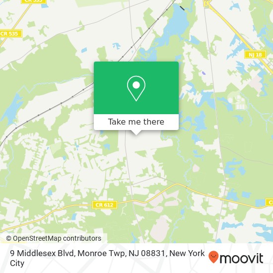Mapa de 9 Middlesex Blvd, Monroe Twp, NJ 08831