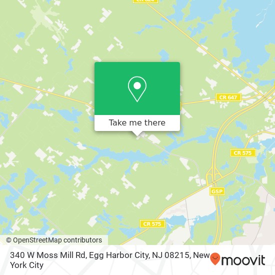 Mapa de 340 W Moss Mill Rd, Egg Harbor City, NJ 08215