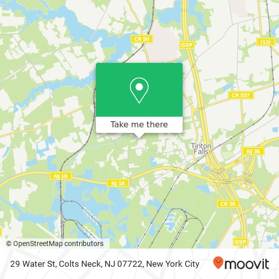 Mapa de 29 Water St, Colts Neck, NJ 07722