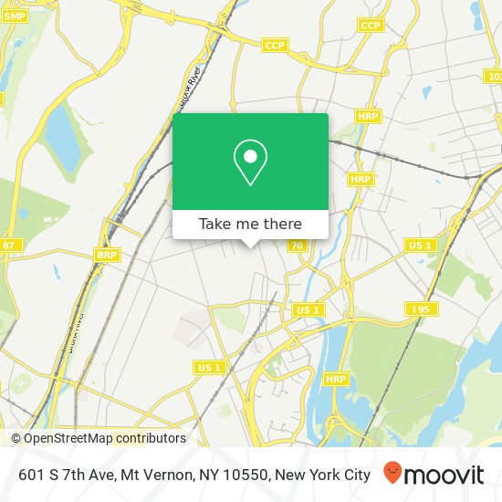 Mapa de 601 S 7th Ave, Mt Vernon, NY 10550
