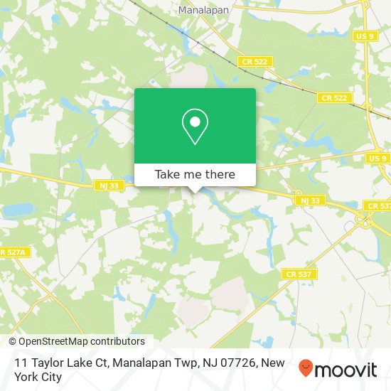 11 Taylor Lake Ct, Manalapan Twp, NJ 07726 map