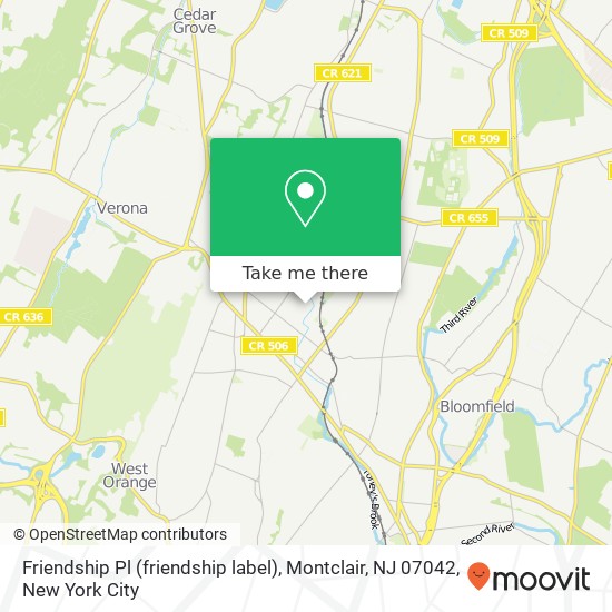 Friendship Pl (friendship label), Montclair, NJ 07042 map