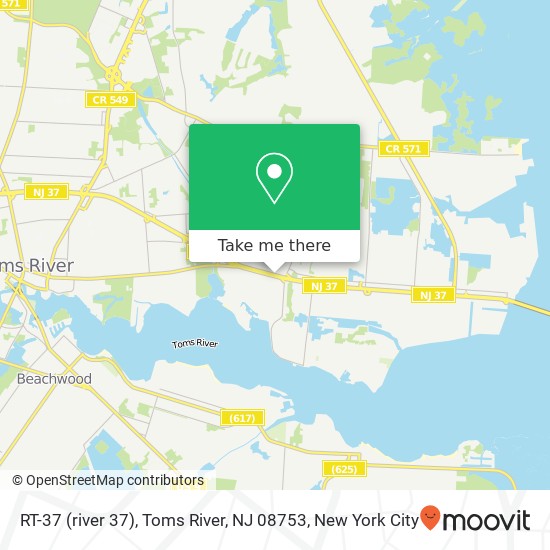 Mapa de RT-37 (river 37), Toms River, NJ 08753