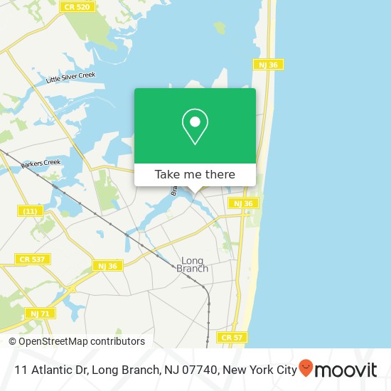 Mapa de 11 Atlantic Dr, Long Branch, NJ 07740