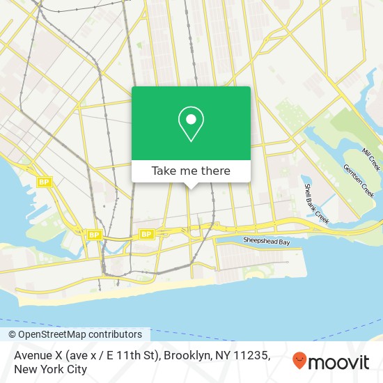 Mapa de Avenue X (ave x / E 11th St), Brooklyn, NY 11235