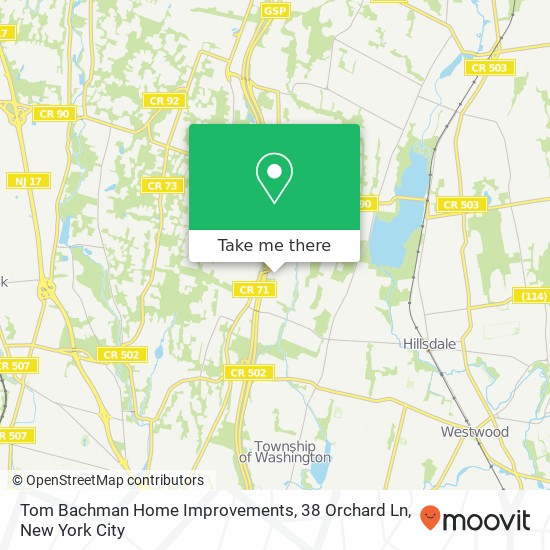 Mapa de Tom Bachman Home Improvements, 38 Orchard Ln