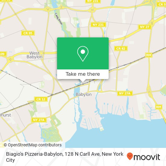 Mapa de Biagio's Pizzeria-Babylon, 128 N Carll Ave