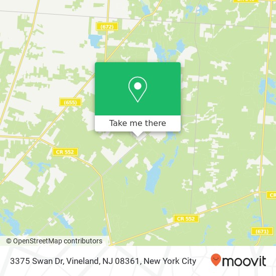 Mapa de 3375 Swan Dr, Vineland, NJ 08361