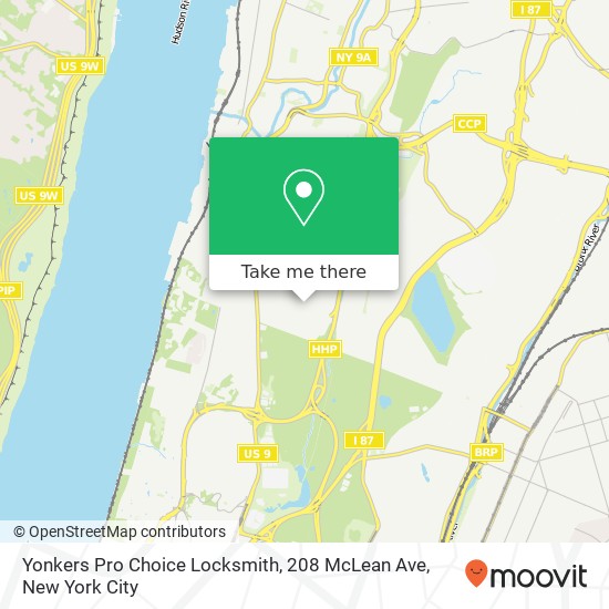 Mapa de Yonkers Pro Choice Locksmith, 208 McLean Ave